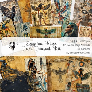 Oude Egyptische junk Journal Kit levert oude Egyptische faraokaarten Vintage Ephemera Kit afdrukbaar plakboek Ephemera Digital Craft
