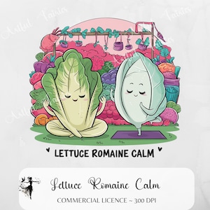 Laitue romaine calme PNG drôle de jardinage PNG sublimation design végétarienne chemise végétalienne tasse drôle gobelet numérique yoga méditation amateur de plantes