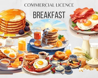 Breakfast Clipart Breakfast PNG Food Clipart Brunch Clipart Bundle Sublimation Design Fruit Clipart PNG Files Breakfast Tray Lunch Clipart