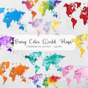 Weltkarte Clipart Pastell Erde Aquarell Karten PNG Druckbare Weltkarte Schöpfer Poster Kontinente Clipart Sublimation Reise Wand Kunst Farbe