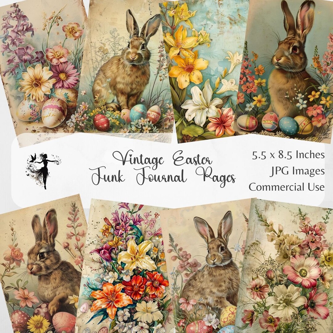 Vintage Easter Junk Journal Pages Journal Kit Spring Floral Junk ...