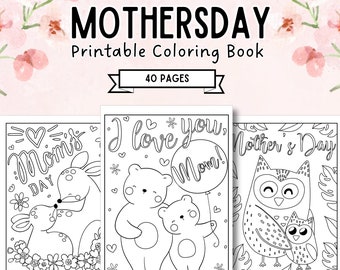 Pagine da colorare per la festa della mamma per bambini, colorazione carina per la festa della mamma, libro da colorare per la mamma, pagine da colorare stampabili per la mamma, regalo ti amo mamma