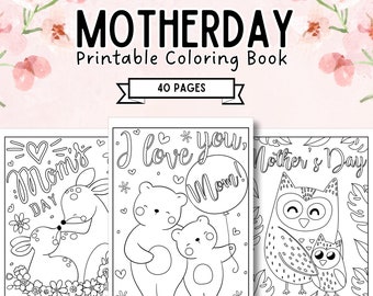 Mothers Day Coloring Pages for Kids, Happy Mother's Day Cute Coloring, Mom Coloring Book, Mom Printable Coloring Pages, I Love You Mom Gift