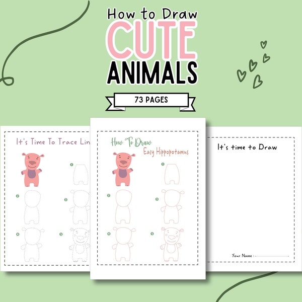 Step-by-Step drawing animals, How to Draw animals, Learn to Doodle, Beginners Drawing book, Easy Illustrations, Cute Drawings