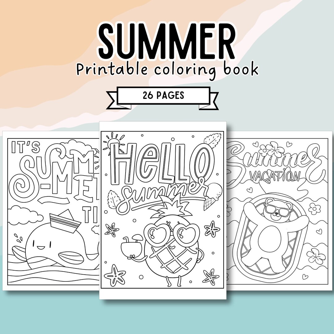 Summer Coloring Pages for Kids, Summer Activities, Summer Cute ...