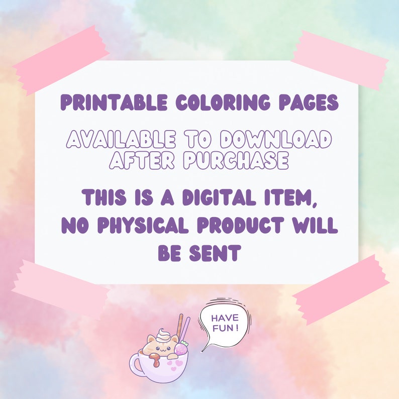 Digital Coloring Pages Kawaii Coloring Book Coloring Pages - Etsy