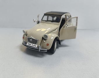 Maqueta de coche Citroën 2CV con matrícula personalizada. Regalo ideal para cumpleaños, papá, mamá, esposa o marido. Producto en caja.