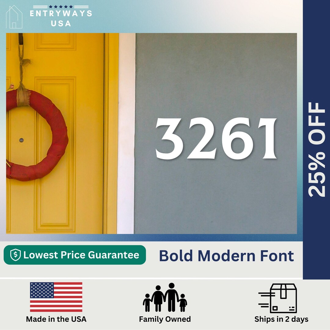 White Modern House Numbers, Address Sign, 5 Tall House Number Sign