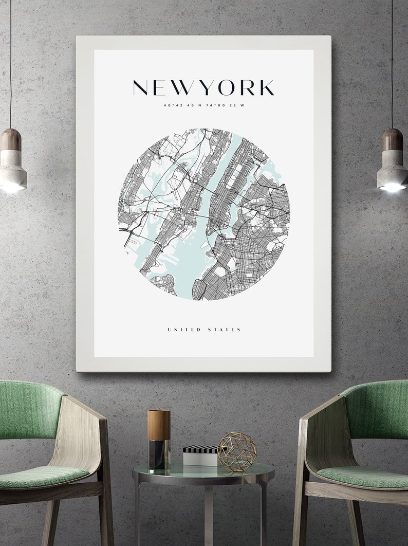 New York City Maps City Map Wall Art Decor Poster of New Etsy
