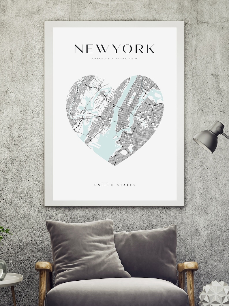 New York City Maps City Map Wall Art Decor Poster of New Etsy