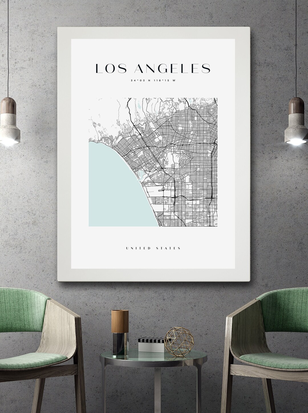 Los Angeles City Maps City Map Wall Art Decor Poster of Los - Etsy