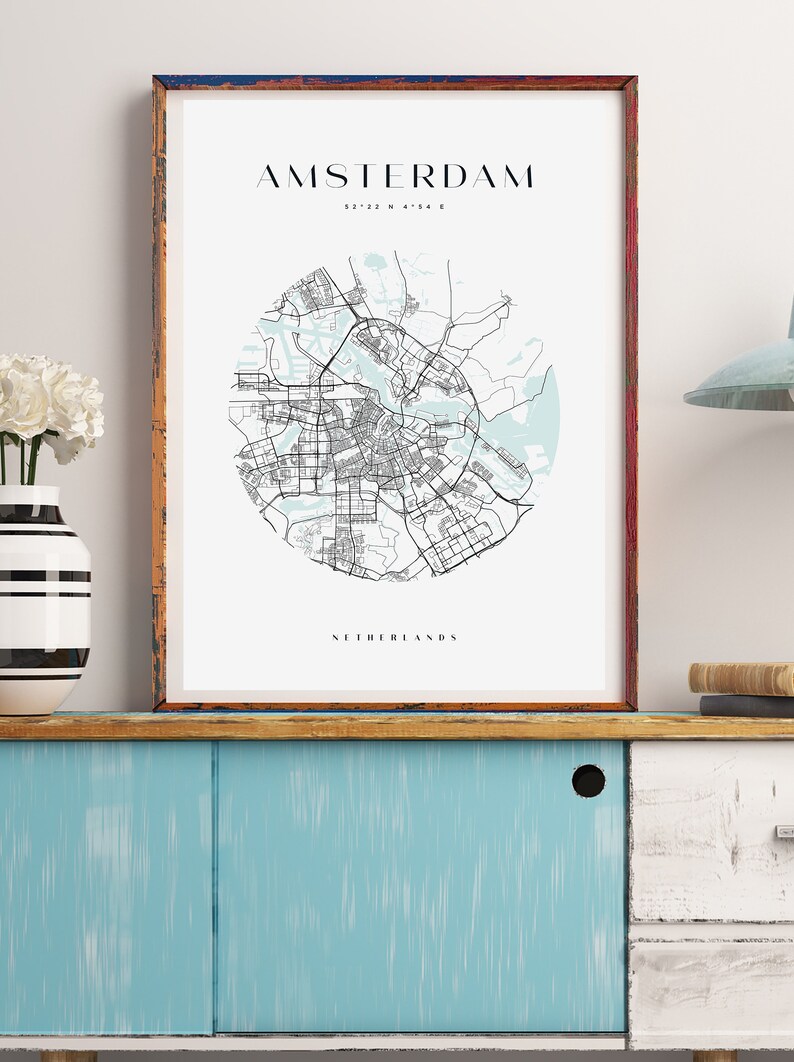 Amsterdam City Maps City Map Wall Art Decor Poster of Amsterdam Etsy