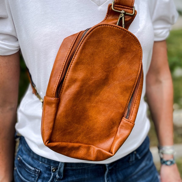 Leather One Strap Backpack Sling Etsy