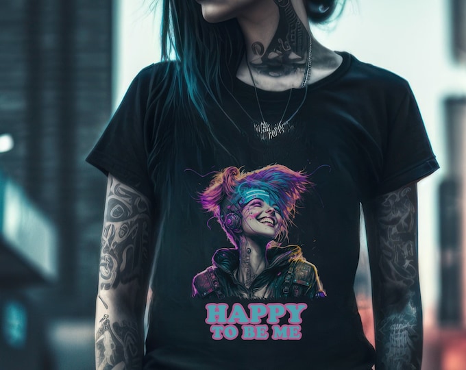 Featured listing image: Cyberpunk Streetwear Tee with Neon Cyberpunk Design - Ideal for Fans of Streetwear and Cyberpunk Aesthetics