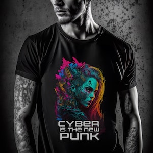 Cyber Girl in Neon Cyber City T-Shirt - Futuristic Streetwear by CyberSumerian