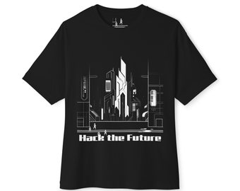 Cyberpunk Dystopia Graphic Tee, Urban Techwear, Oversized Boxy Fit