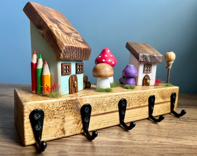 Wooden Key Holder , Handmade Wooden Key Holder for Wall , Wooden Art ...