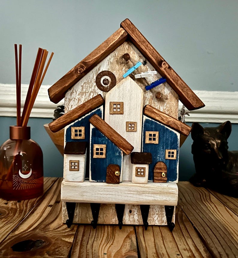 Wooden House Key Holder, Novelty Key Rack, Hallway Hooks, Entryway ...