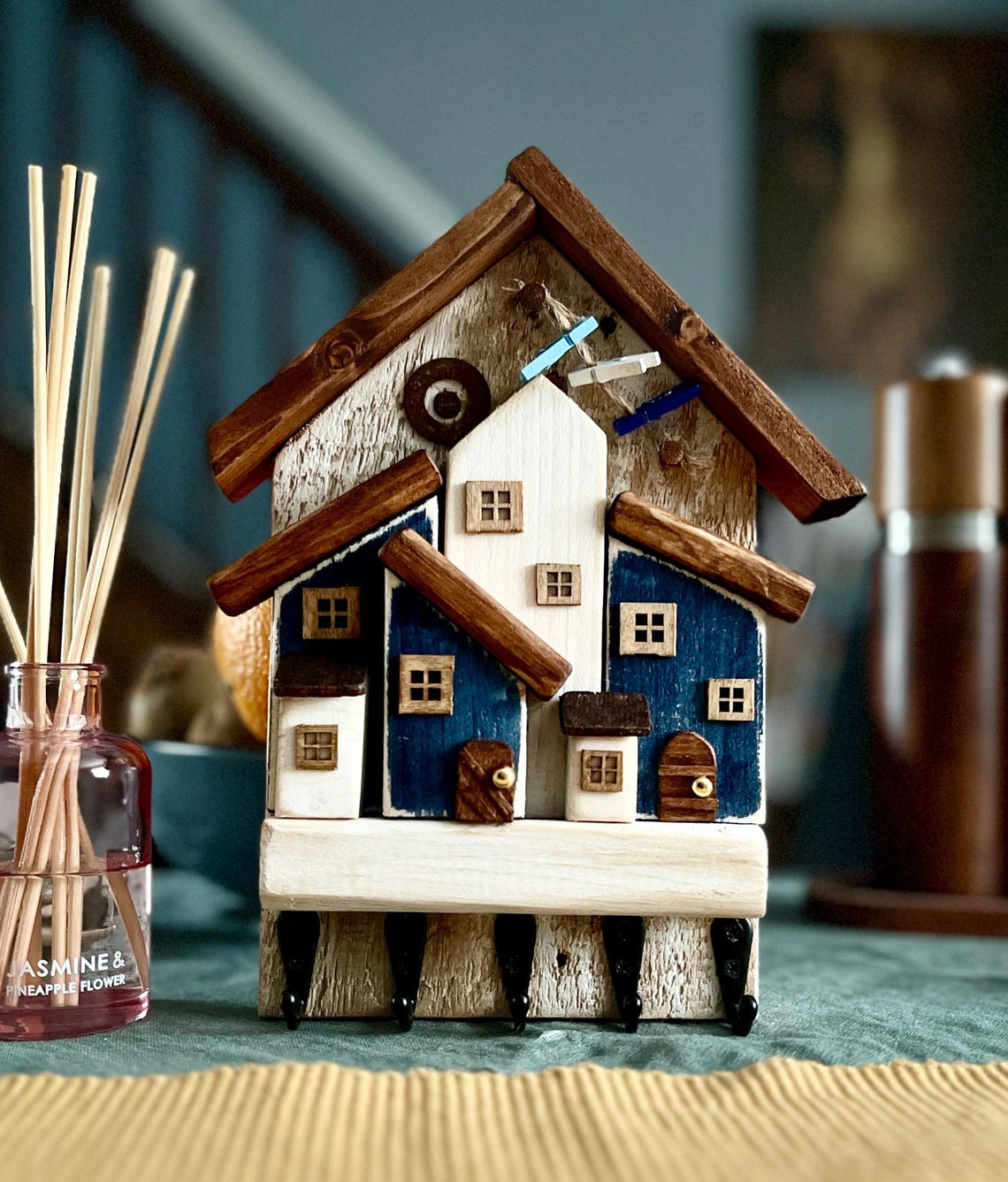 Wooden House Key Holder, Novelty Key Rack, Hallway Hooks, Entryway ...