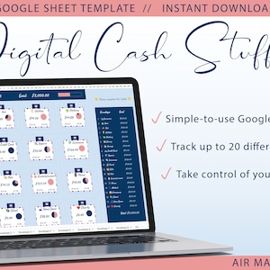 Digital Cash Stuffing - Bargeldumschlagsystem - Bargeldumschläge für die Budgetierung - Persönlicher Budgettracker - Umschlagsystem - Air Mail Color