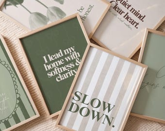 Calm Motherhood 8 Printable Affirmations | Minimalist Self-Care Decor for Peaceful Spaces