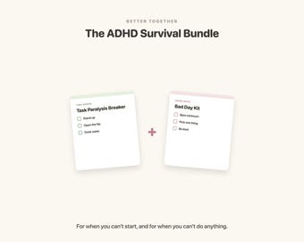ADHD Survival Bundle | Task Paralysis Cards + Bad Day Kit | Executive Dysfunction & Burnout Printable Set | Digital Download