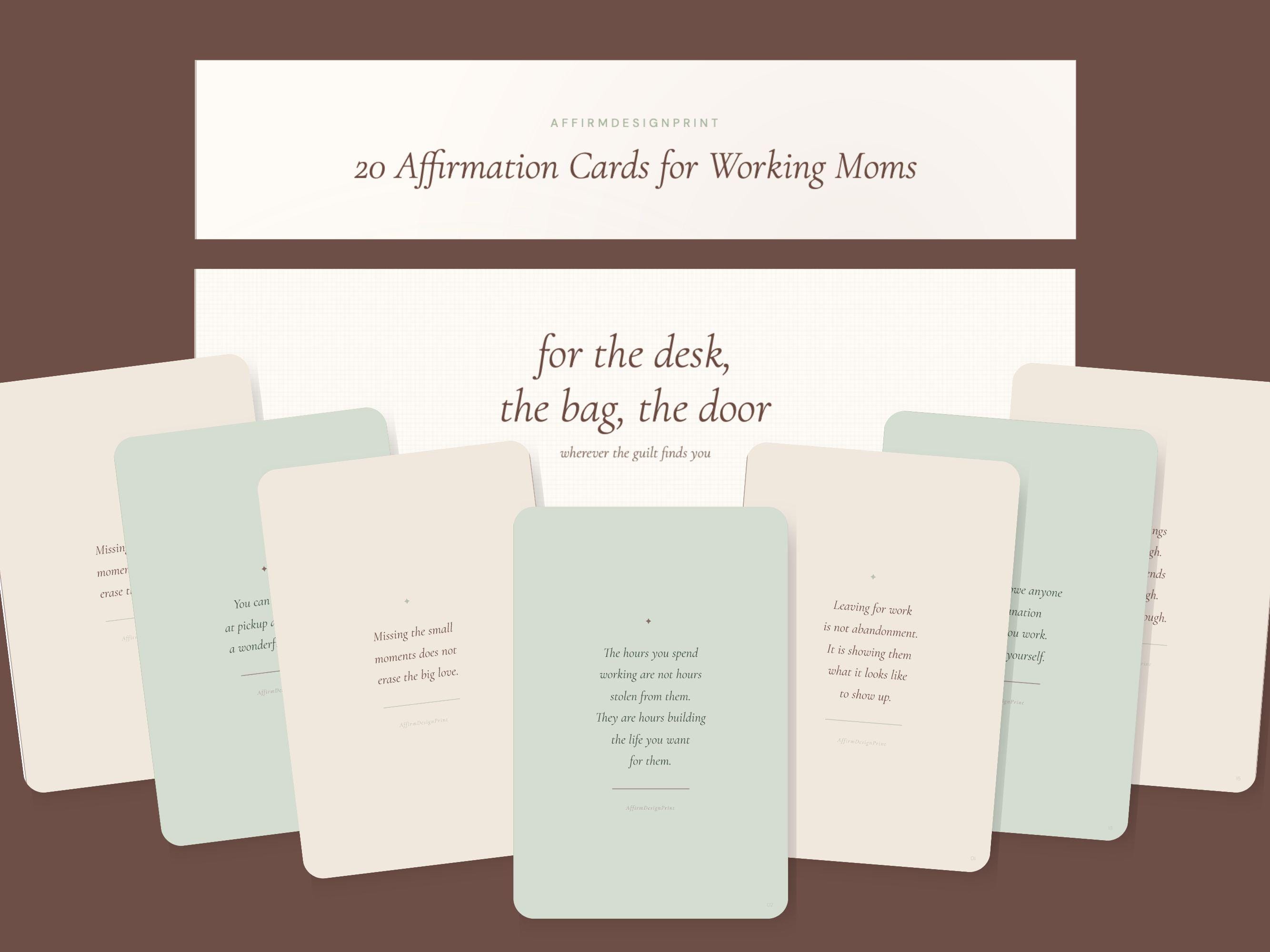 Working Mom Affirmation Cards Printable | 20 Guilt Free Reminders ...