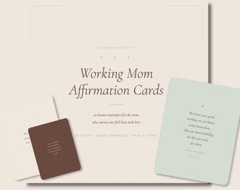 Working Mom Affirmation Cards Printable | 20 Guilt Free Reminders | Instant Download PDF
