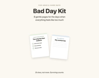 Bad Day Kit | ADHD Low Energy & Burnout Survival Printable | Gentle Self Care Workbook | Print + Tablet Digital Download