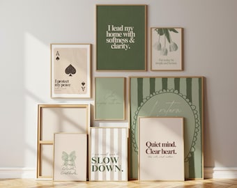 Calm Motherhood Wall Art Set | 8 Printable Affirmations | Minimalist Self-Care Decor for Peaceful Spaces