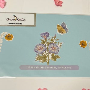 Tarjeta de felicitación en blanco simple de flores azules (San Valentín, día de la madre, cumpleaños)