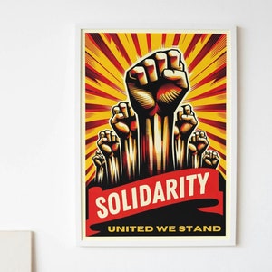 Solidarity Printable Poster, United We Stand Slogan Print, Propaganda Style Wall Art, Constructivist Slogan Wall Decor, Brutalist Poster
