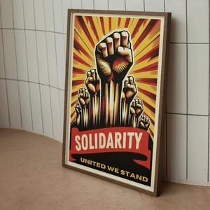 Solidarity Printable Propaganda Poster, United We Stand Quote Print, Political Wall Art, Constructivist Slogan Wall Decor, Brutalist Poster