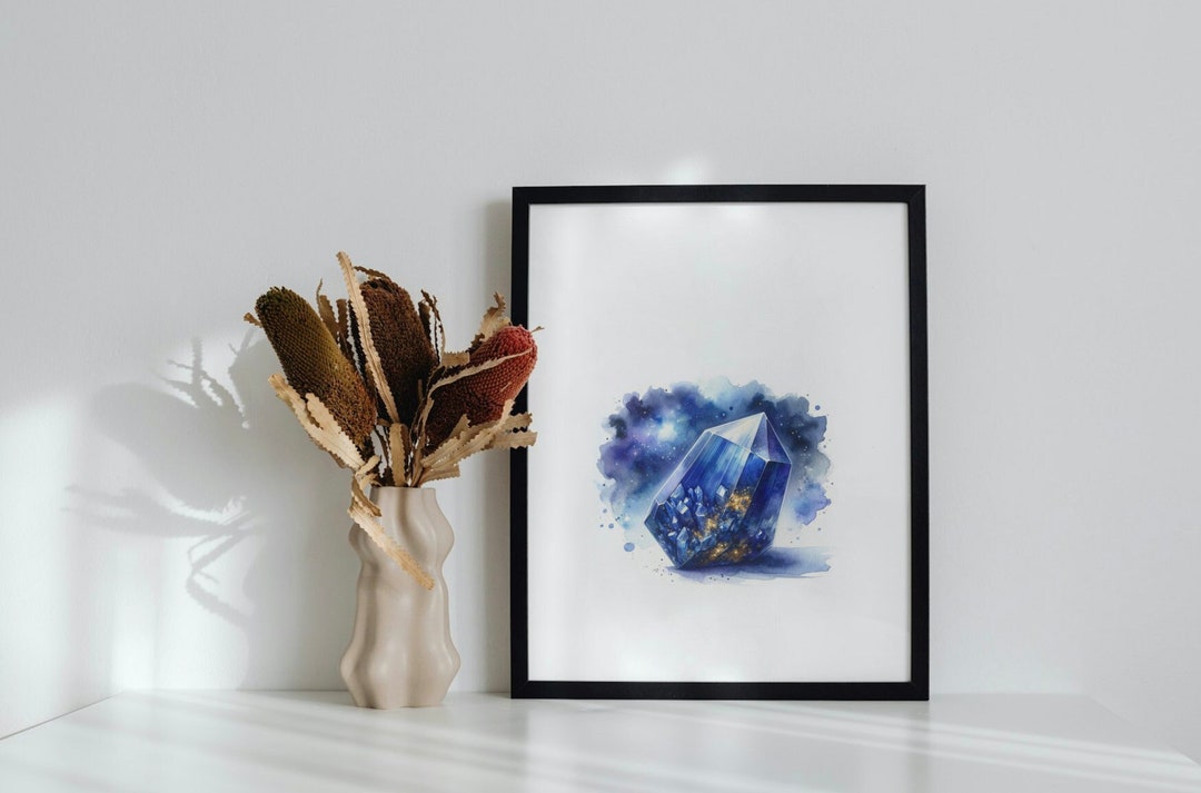 Printable Lapis Lazuli Watercolor Wall Art, Instant Download Gemstone ...