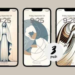 3 Set katholisches Telefon-Hintergrundbild, Our Lady Guadalupe Jungfrau Maria Engel Cherub Telefon-Hintergrund, Gebetskarte, helle Hintergrundbilder, sofortiger Download