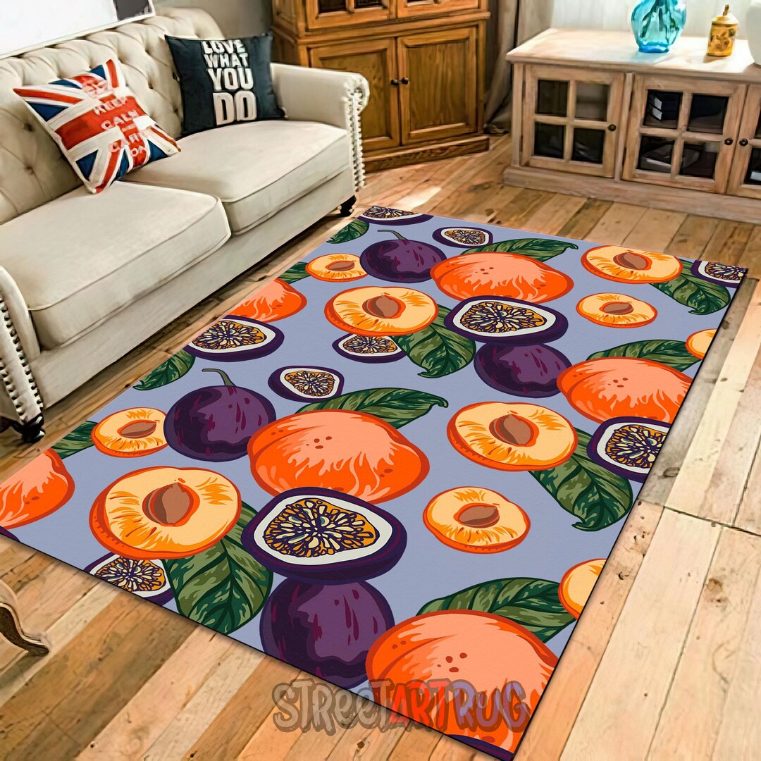 Colorful Kitchen Rug: Peach Fruit Carpet Home Decor - Etsy