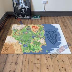 Zelda-kaarttapijt, gamekamermat, videogametapijt, gamingdecor, Zelda-kunsttapijt, Zelda-fancadeau