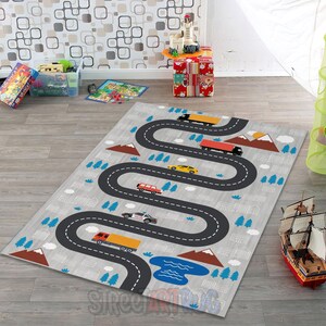 Tapijt stadswegenkaart, speelkleed peuter, decoratie kinderkamer, kinderkamertapijt, cadeau pasgeboren