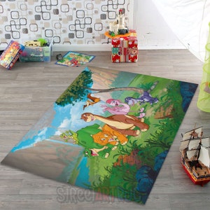 Cartoon Dino Rug, Dinosaurs Carpet, Animal Mat, Baby Room Rug, Nursery Decor