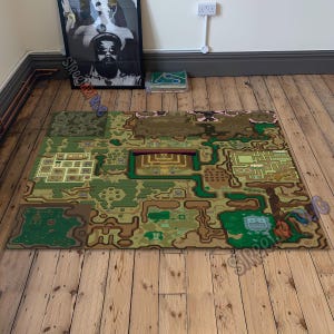 Zelda Map Rug: Colorful Gaming Decor, Game Room Mat