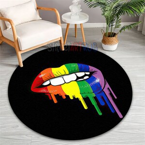 LGBT Lip Rug, Melting Lip Mat, Rainbow Lip Carpet, Teenage Room Mat, LGBT Decor