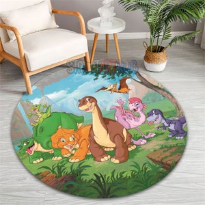 Dinosaurs Printed Round Rug, Animal Carpet, Children Room Decor, Nursery Play Mat, Dino Rug