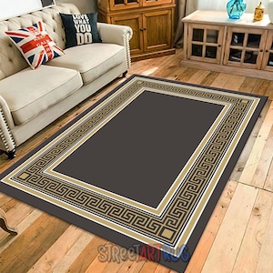 Greek Key Symbol Rug, Living Room Carpet, Modern Home Decor, Luxury Entryway Rug
