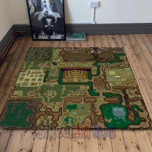 Alfombra cuadrada de Zelda, alfombra para sala de juegos, alfombra para juegos, decoración para jugadores, alfombra con mapa de Zelda, regalo para juegos
