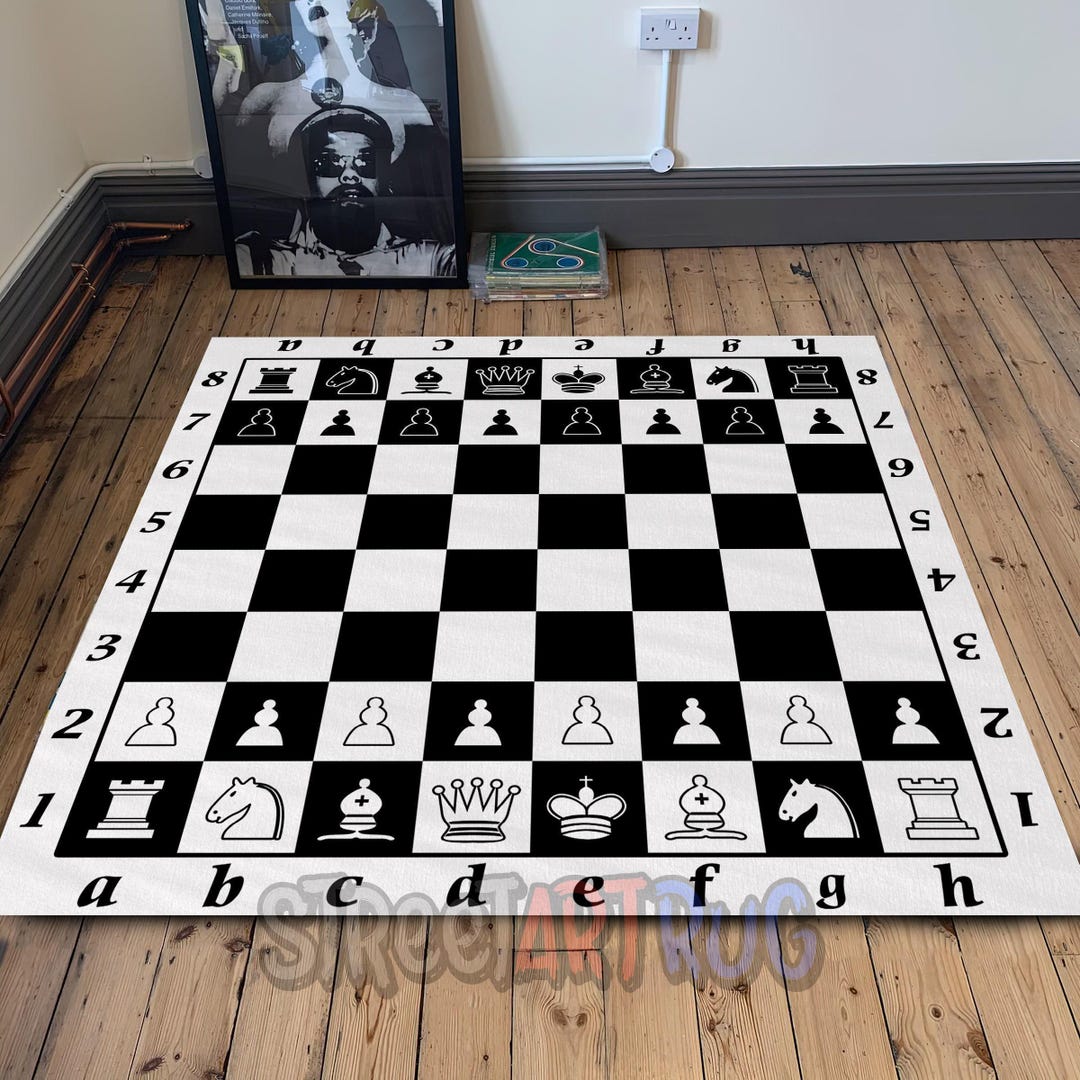 Chess Rug Design Chess Rug, Black and White Play Room Mat, Checkered Mat, School Rug ...