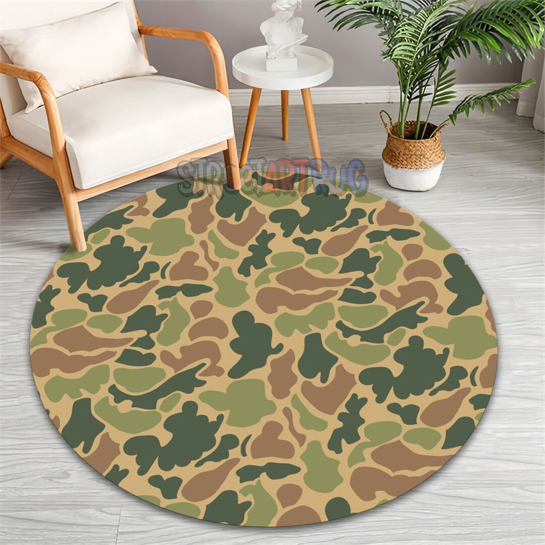 Round Rug Army Army Style Rug, Camouflage Round Carpet, Military Mat, Navy Decor ...