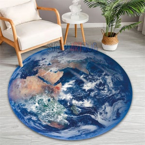 3D Teppich, Erde, Teppich, Raummatte, Erde Karte Dekor, rutschfester Bereich, runde Weltraum-Matte