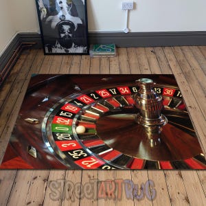 Casino Roulette Rug, Poker Decor, Game Room Mat, Gambling Carpet, Game Night Mat
