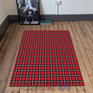 Schottenkaro Teppich mit Karomotiv, Karierter Teppich im Retro Style