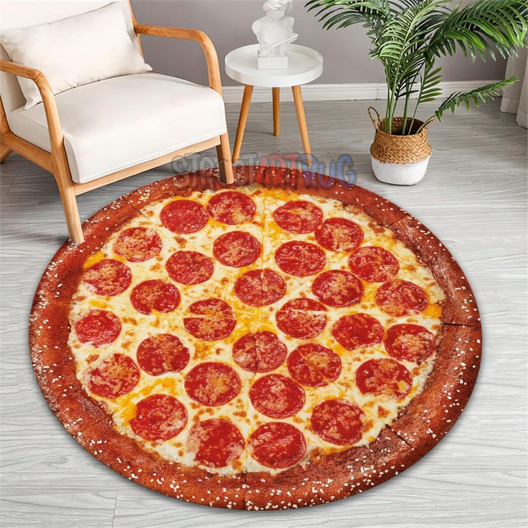 Pasta Rug Pepperoni Pizza Round Kitchen Rug, Realistic Food Pattern Area Mat - Etsy